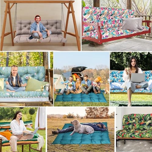 Waterproof Porch Swing Cushion with Backrest and Ties, 2-3 Seat G12798