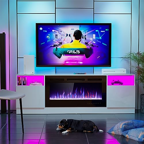 70" Fireplace TV Stand with 36" Electric Fireplace, Black B38934