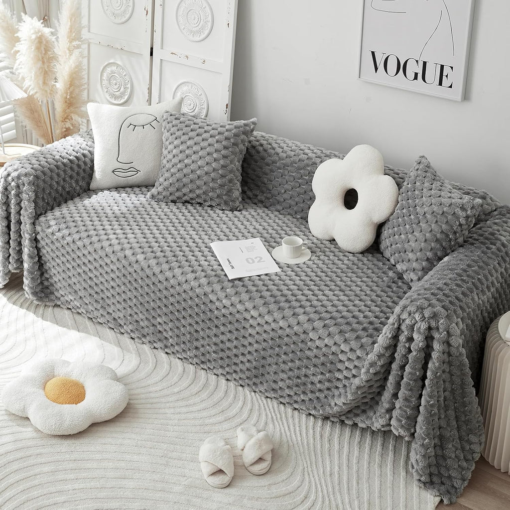 Couch Cover Blanket for Sectional Sofa, Cotton Blend Thick Washable B905