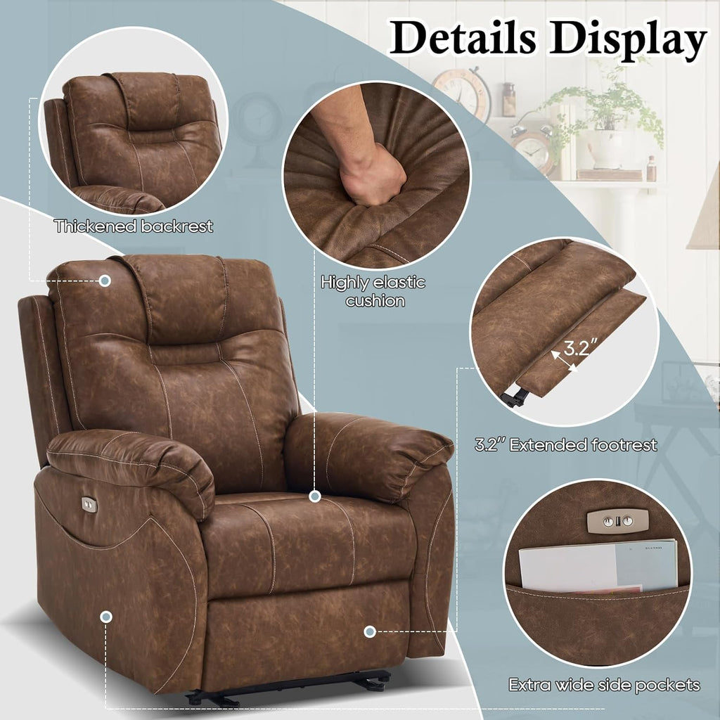 Electric Recliner Chair with Heat & Massage, USB Ports I78146