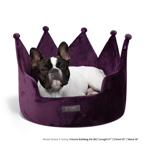 NANDOG Pet Gear Crown Cozy Round Dog and Cat Bed, Washable Micro-Plush, Royal Gray 18" K691174