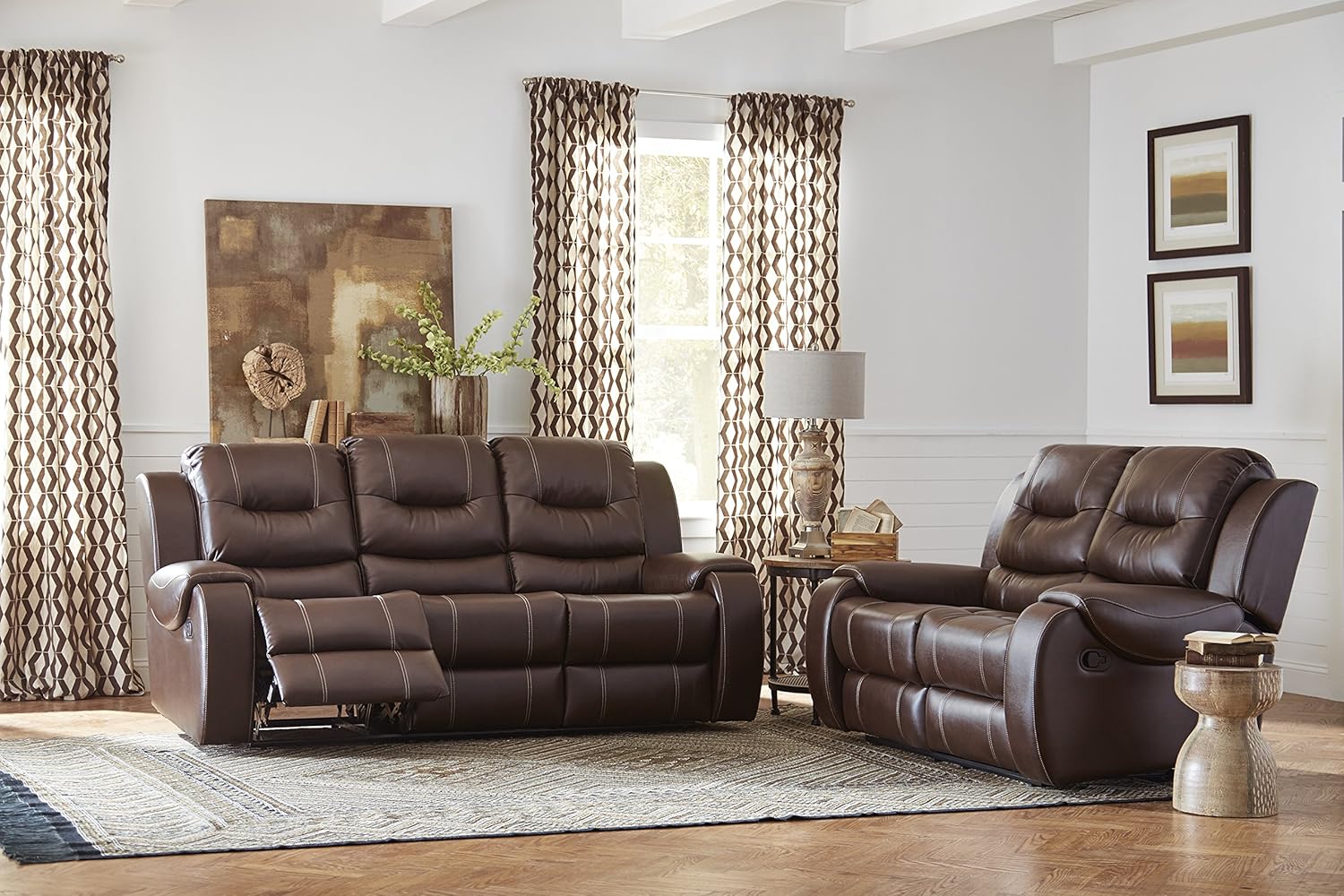 Cambridge Clark Two Piece Set: Sofa, Loveseat Living Room Furniture, Brown