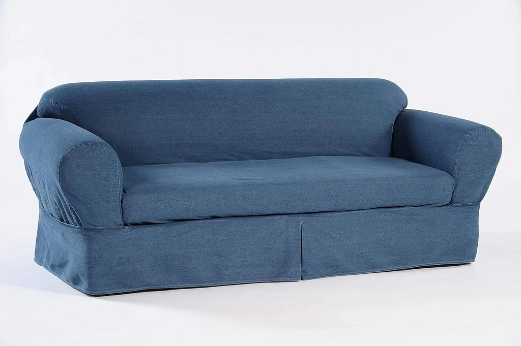 Blue Cotton Denim Sofa Slipcover 2 Piece L7265