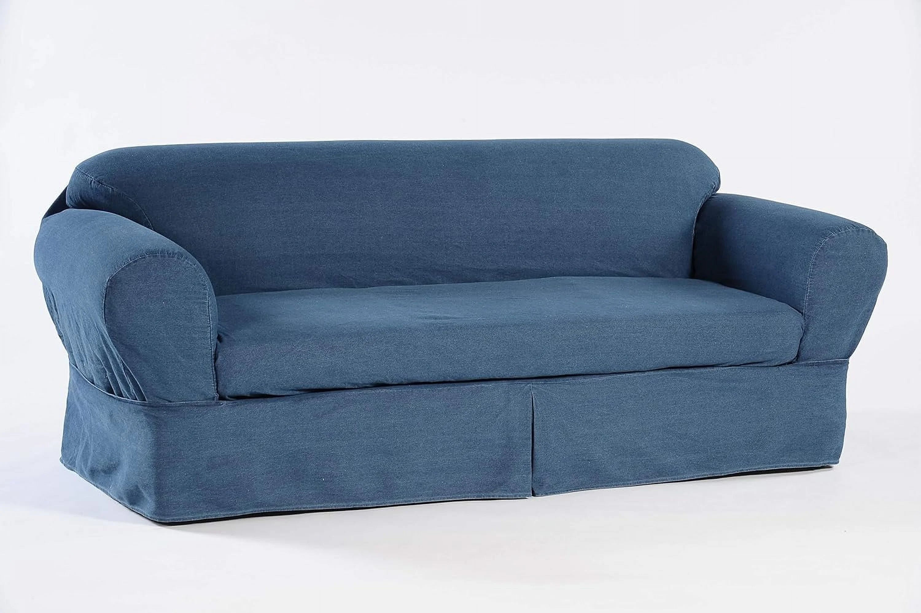 Blue Cotton Denim Sofa Slipcover 2 Piece L7265
