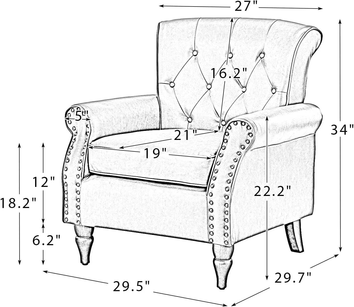 Faux Leather Accent Chair with Solid Wood Legs, Grey H35573