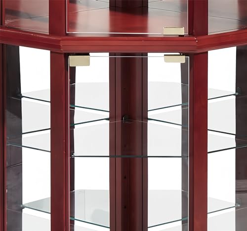 Henf 69.6" Lighted Glass Corner Curio Cabinet with Adjustable Shelves F77011