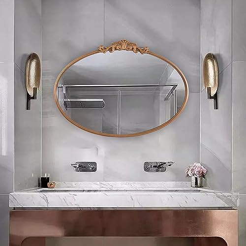 Vintage Baroque Arched Wall Mirror Gold 24x36 R8749