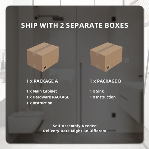 16" Bathroom Vanity Sink Combo with Storage Cabinet, White and Oak J86582
