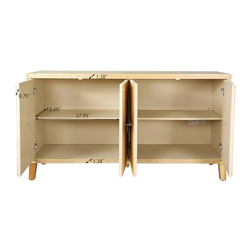 Wood Sideboard Buffet Cabinet 60 Inch Farmhouse Double Door B104804