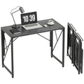 Folding Desk, Small Foldable Desk 31.5" for Small Spaces, Portable Desk for Bedroom, Home Office, Small Folding Table for Camping, Traveling, Space Saving, Easy Assembly, Grey