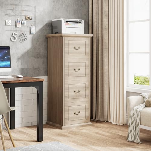 Tribesigns 4-Drawer Vertical File Cabinet for Home Office, Walnut V4891