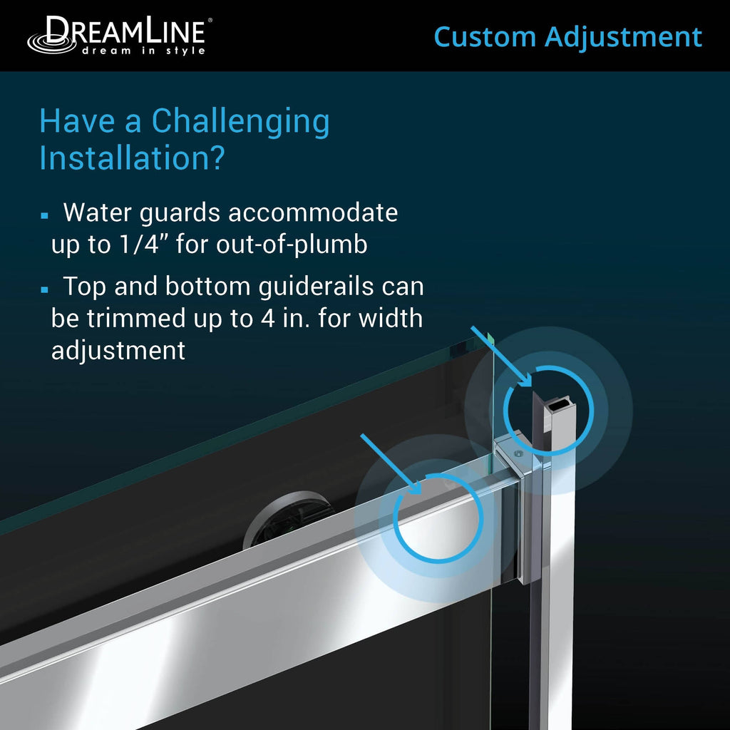 DreamLine Essence Frameless Bypass Shower Door 56-60 in. W x 76 in. H, Satin Q771