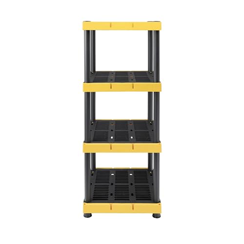 BLACK & YELLOW® 4-Tier Heavy Duty Plastic Storage Shelving Unit, 100lbs/shelf, Indoor/Outdoor, 2 Pack R9632