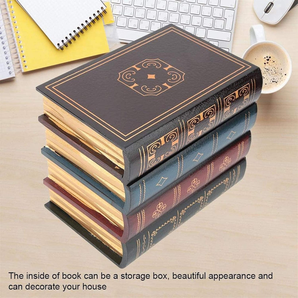 Fake Books Wooden Storage Box Hidden Storage Decorative Antique Books M7384
