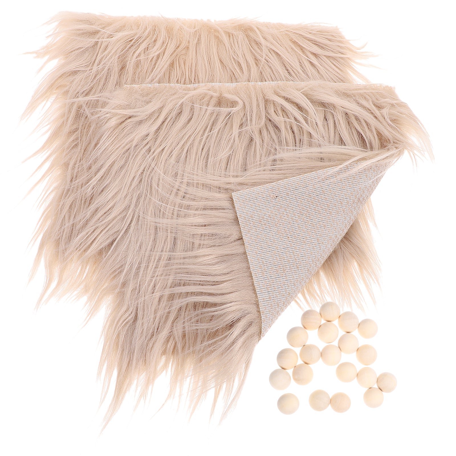 1 Set  Craft Supply Decoration Gnome Doll DIY Making Supplies Including Square Faux Fur Fabric Wooden Balls