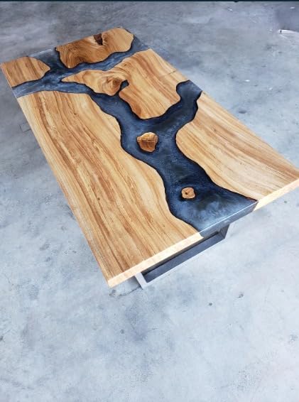 Epoxy Resin Dining Table 60 x 36 Inches Grey S679