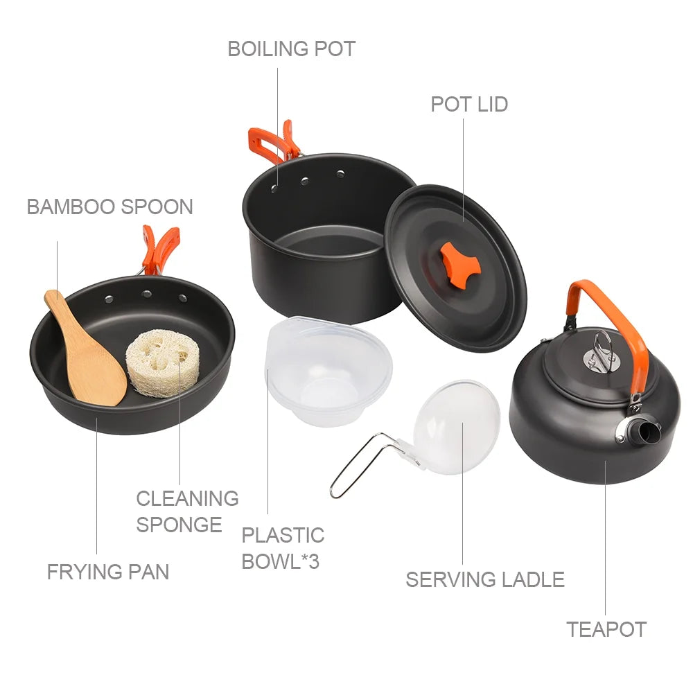 ZTOO 10 Piece Aluminum Camping Mess Kit W331
