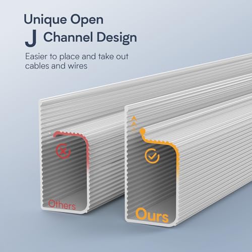 DELAMU 4 Pack Under Desk Cable Management J-Channel Cord Organizer K175057