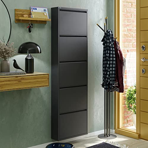5 Tier Metal Shoe Cabinet with Cover, Anthracite Q68446