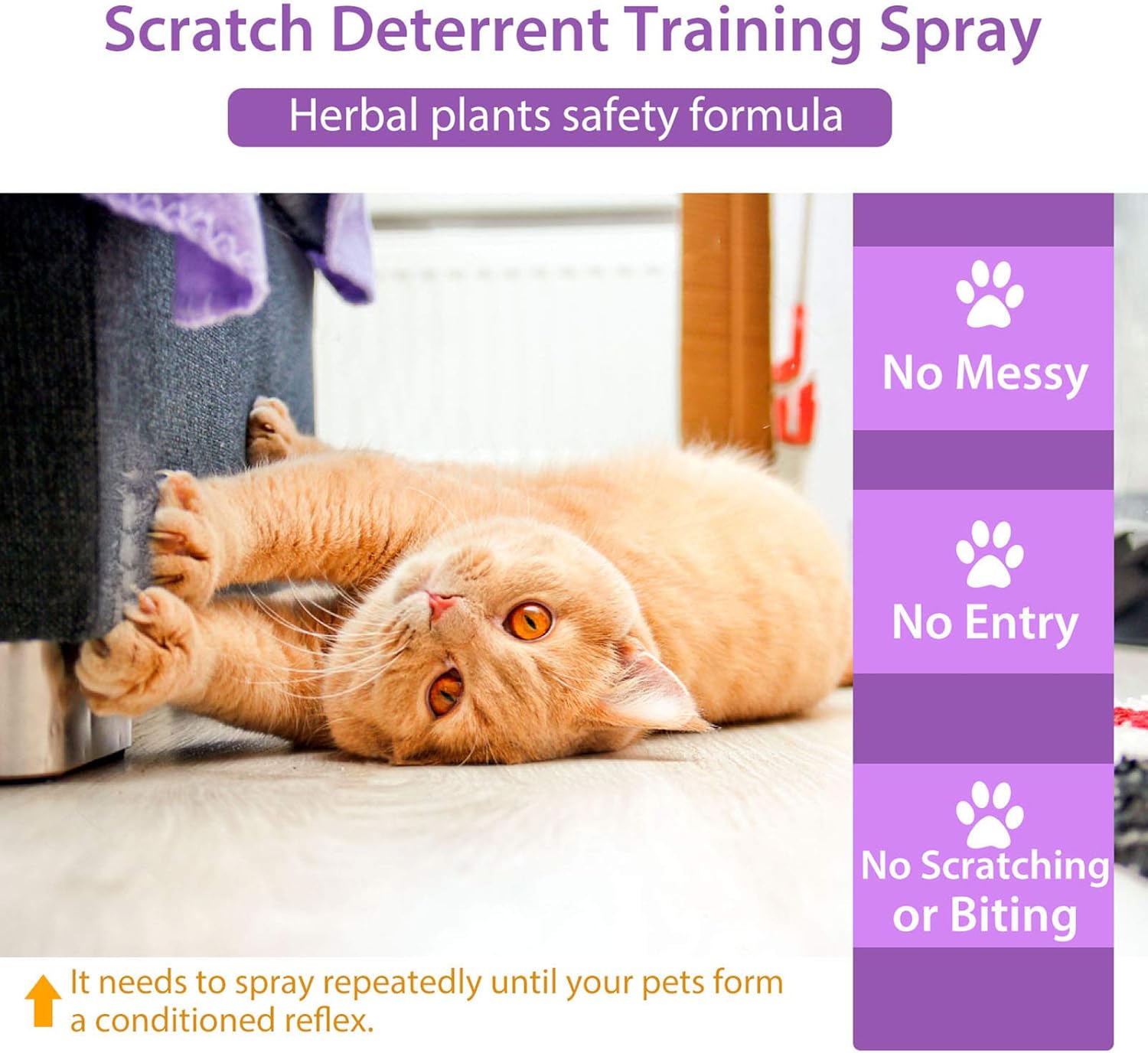 Cat Deterrent Spray 120ML Natural Indoor Outdoor Pet Behavior Training G7263