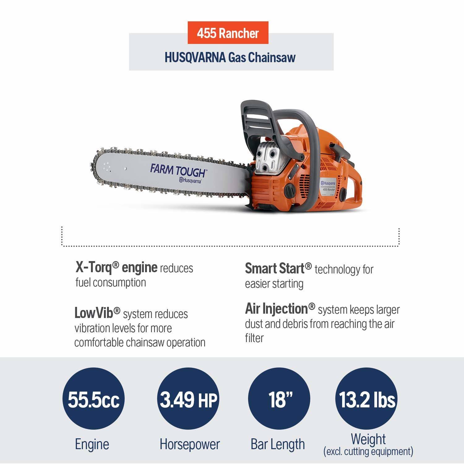Husqvarna 455 Rancher 18 inch Gas Chainsaw N100