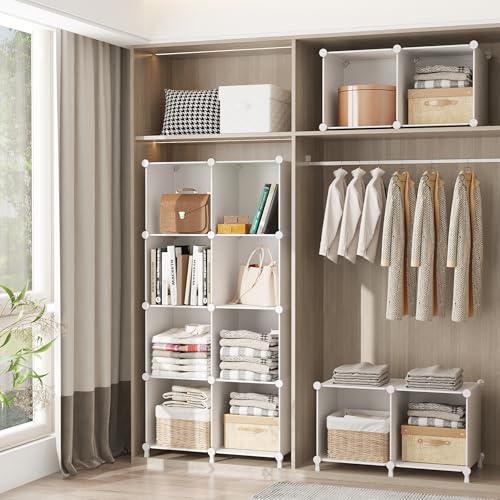 AWTATOS Cube Storage Organizer, 6-Cube Plastic Bookshelf, Translucent S940