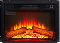 Electric Fireplace Insert 23" Living Room Bedroom Home Theatre Black Modern Contemporary Glass Metal Wood Finish Includes Hardware