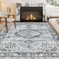 5x7 Area Rugs - Machine Washable Area Rugs 5x7 for Living Room, Soft Washable Rugs 5x7, Non-Slip Washable Area Rug, Stain Resistant Boho Low Pile Thin washable rug 5x7