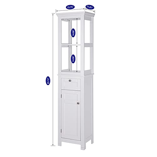 Spirich Home Bathroom Freestanding Storage Cabinet with Two Tier Shelves, White Q83842