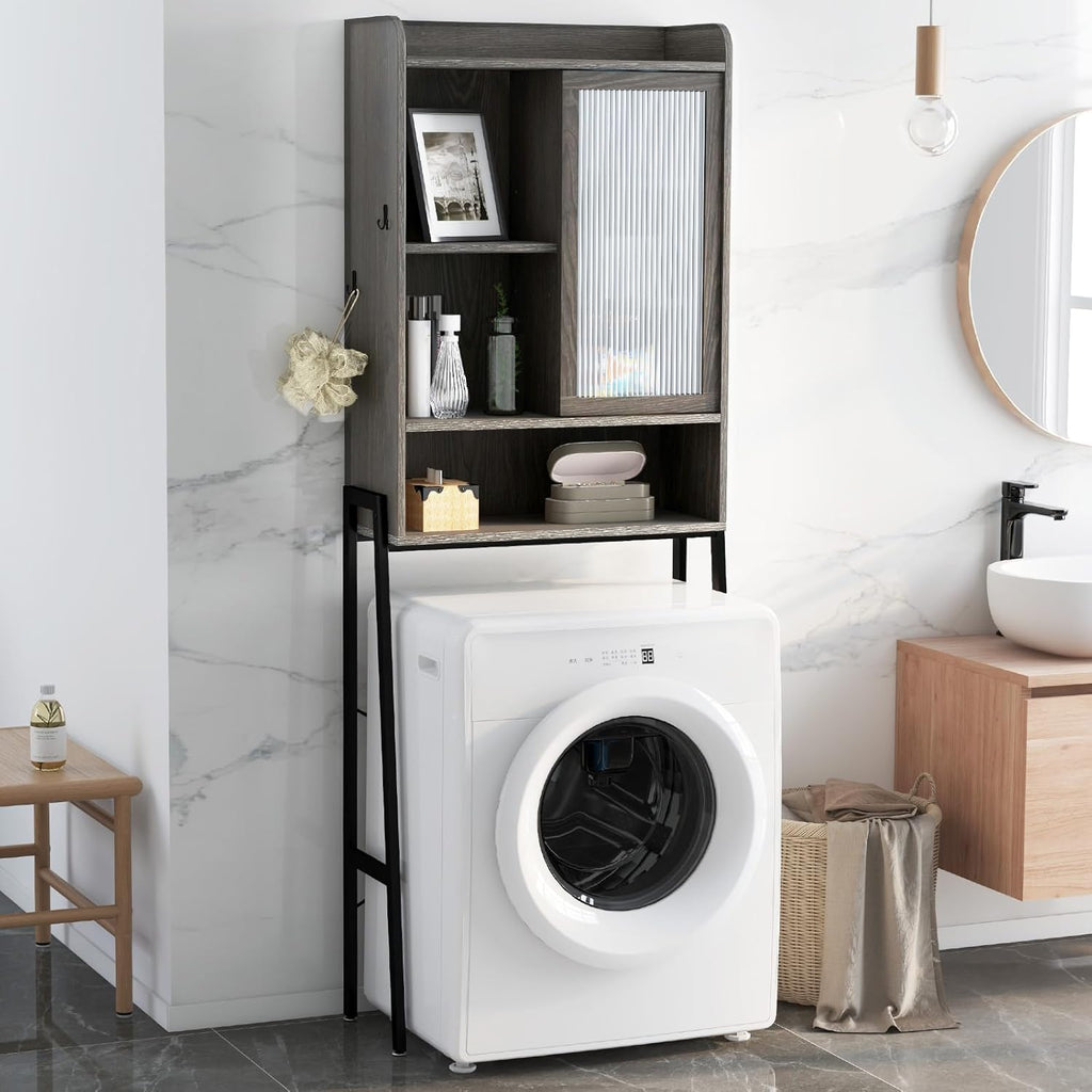 Over The Toilet Storage Cabinet with Sliding Door, Freestanding Bathroom Organizer V889695