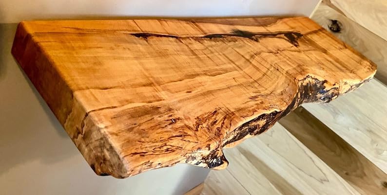 Spalted Maple Floating Shelves with Natural Edge, 30" Q205746