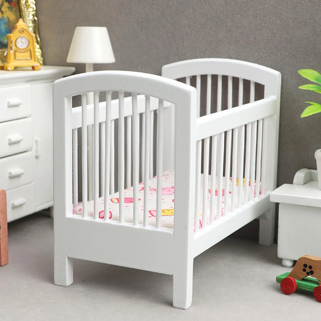 1/12 Scale Dollhouse Wooden Crib Furniture Set G556310