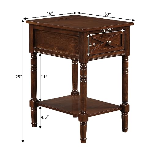 Convenience Concepts Country Oxford End Table with Charging Station, Espresso Z642