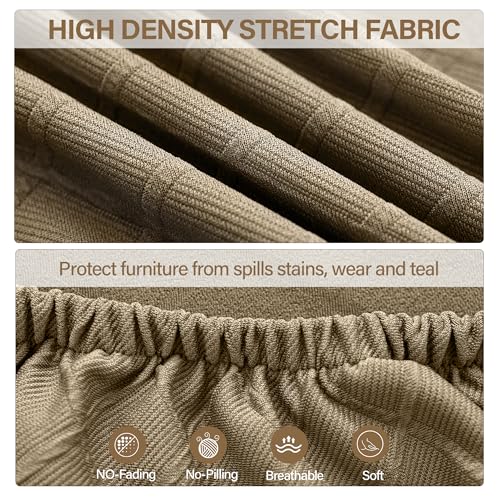 Jacquard Stretch Dining Chair Seat Covers Set of 4 with Zipper, Grey O3655