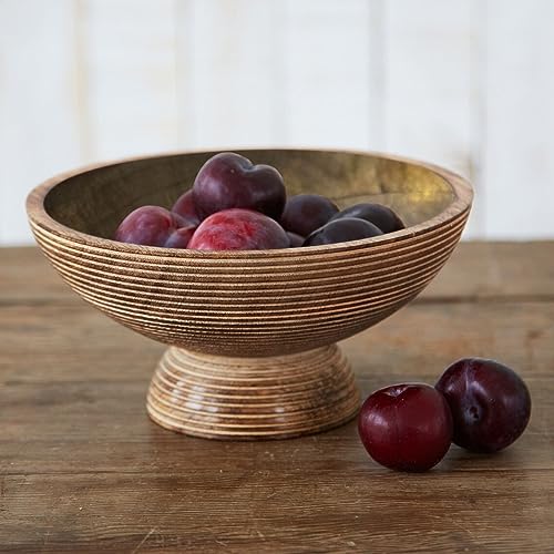 S.B ARTS Wooden Mango Wood Serving Bowl, Handmade Rustic Centrepiece S4015