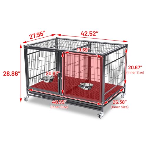 Homey Pet 43 inch Stackable Dog Crate with Divider and Tray A2333