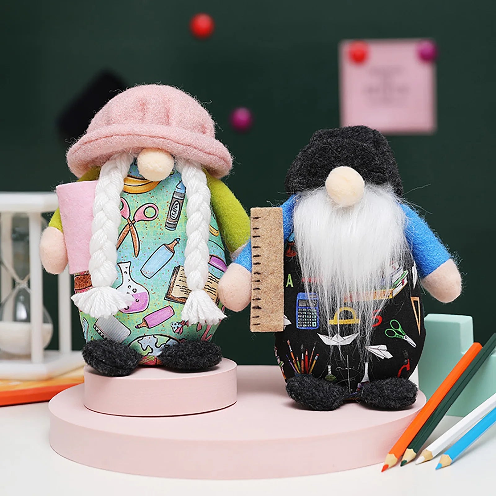 JPLZi School Doll Round Hat Doll College Kindergarten Decorations P12613