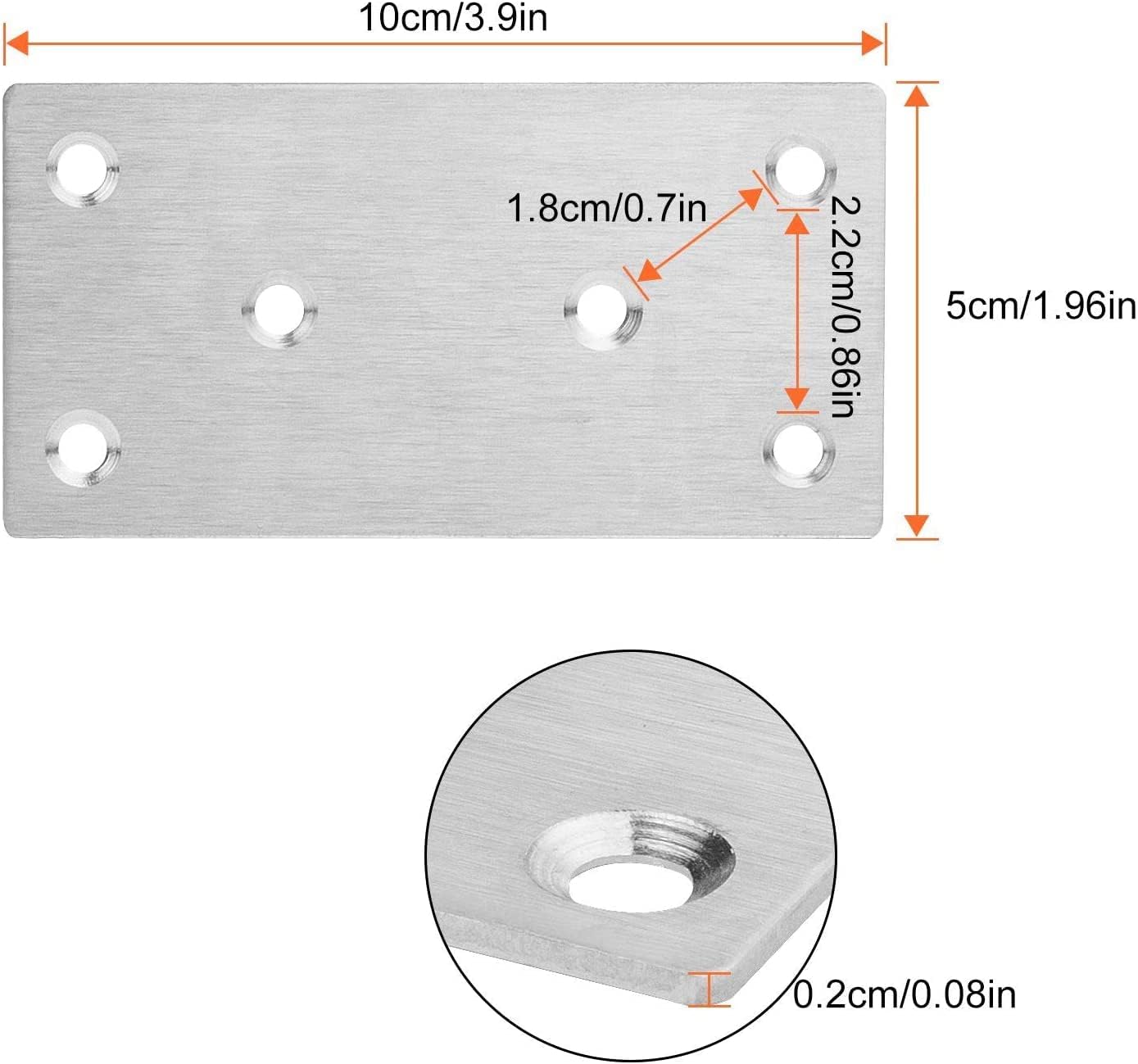 Stainless Steel Mending Plates for Wood, 22 Pack, 2x4 Inch O910820