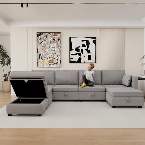 Modular U Shaped Sectional Sofa with Storage, Navy Z7285