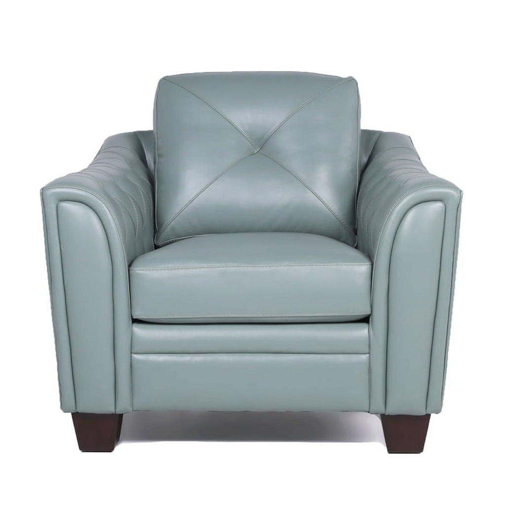 Home Square 2 Piece Tufted Leather Accent Chair Set in Spa Blue W894524