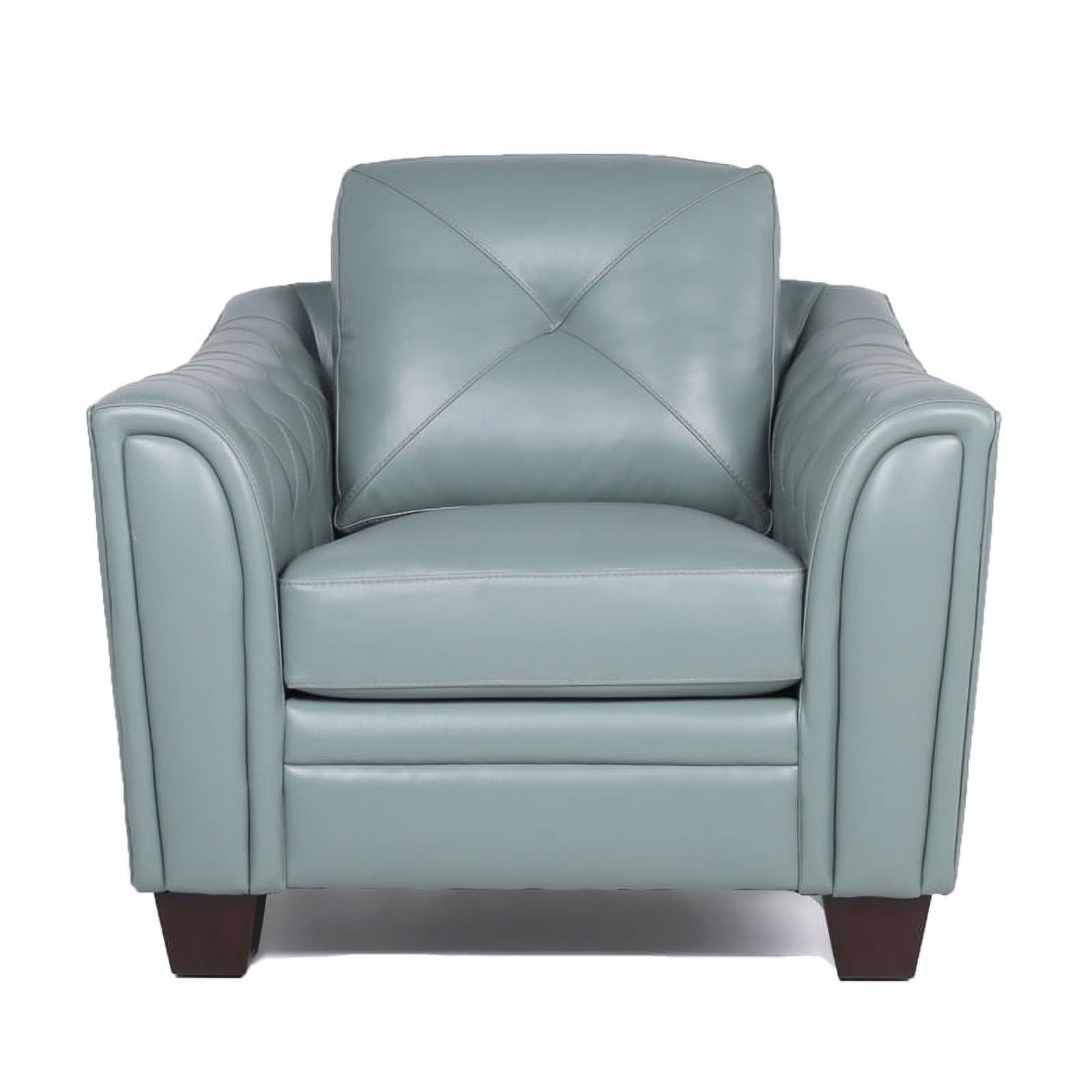 Home Square 2 Piece Tufted Leather Accent Chair Set in Spa Blue W894524