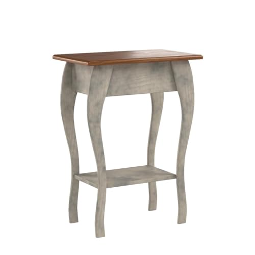 Peaceful Classics Wooden End Table with 2-Tiered Shelves, Mocha N936304