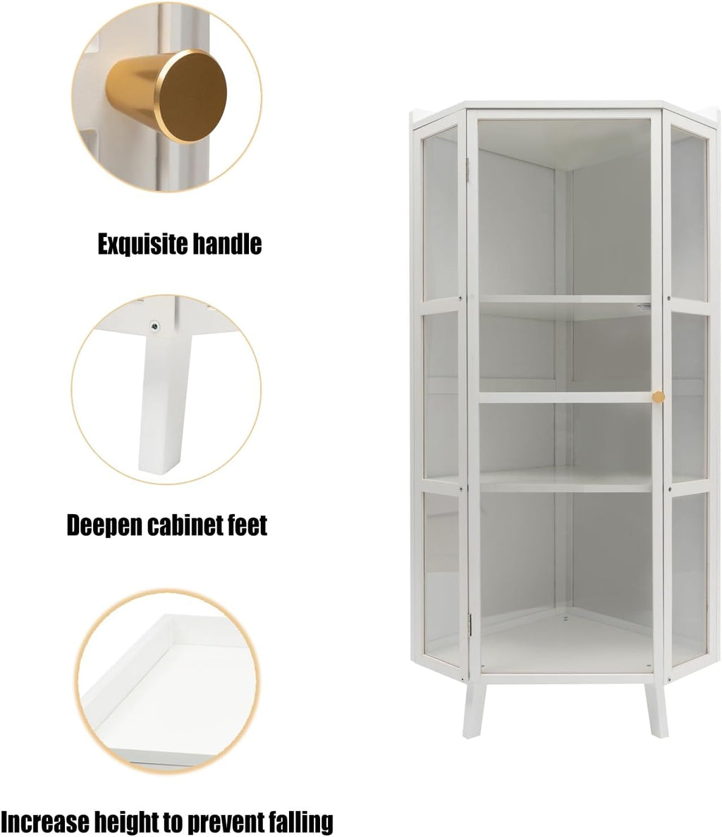 Corner Cabinet 3-Tier Floor Storage with Door White B6137