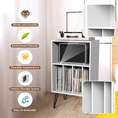 iyrany Record Player Stand with Vinyl Storage, Holds 150 Albums K7348