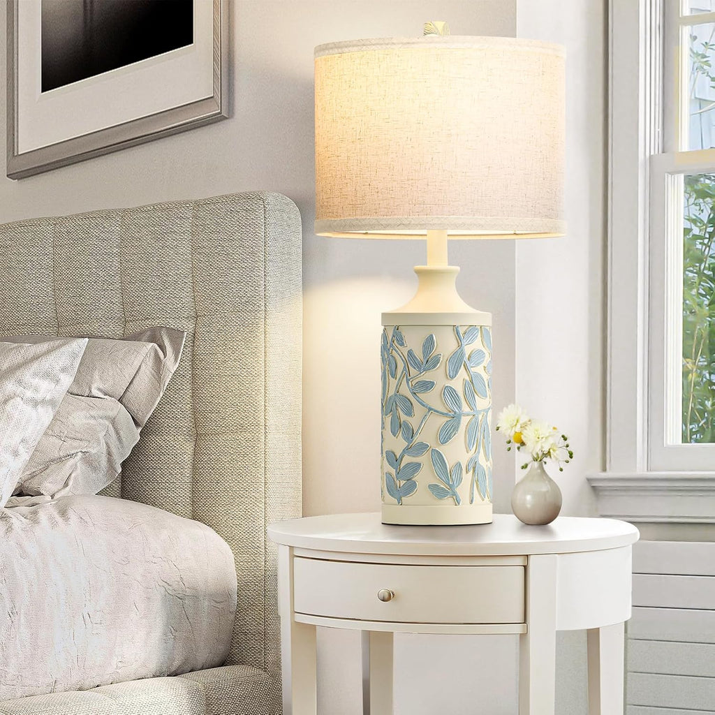 Farmhouse Table Lamps Set of 2, Rustic Bedside Lamps with 3 Color Temperatures, Bulbs Included Y40703