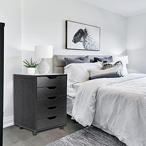 ZENY 5 Drawers Chest Mobile File Cabinet with Casters, White I62008