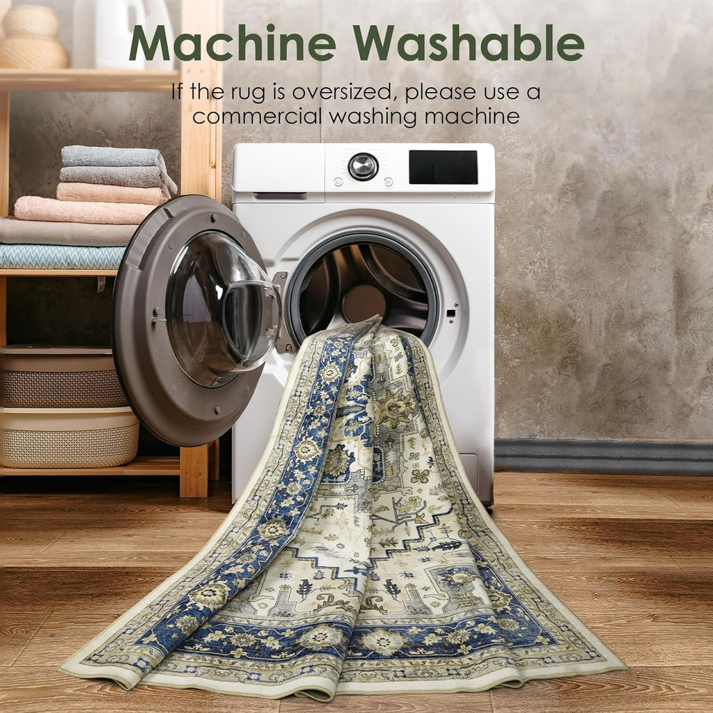 Machine Washable Vintage Oriental Area Rug 8x10 for Living Room M438