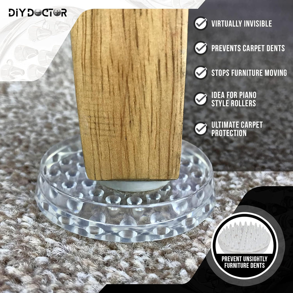 DIY Doctor Furniture Caster Cups for Heavy Furniture, Carpet Protectors, Pack of 8 S532