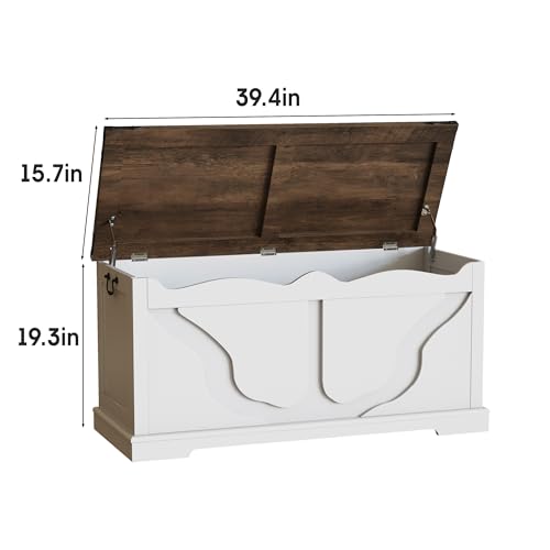 Maupvit Storage Chest with 2 Safety Hinges, White V554