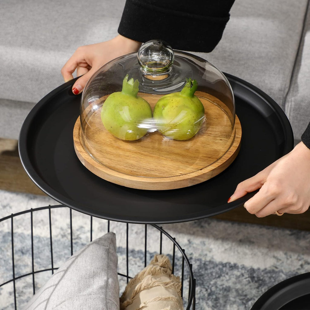 Nesting Coffee Tables Set of 2 with Storage, Black L3943